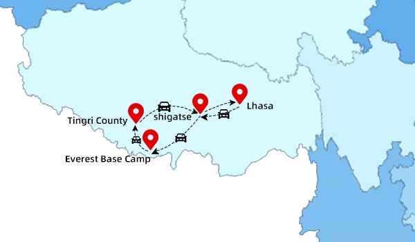 Tour di 8 giorni da Lhasa al Monte Everest